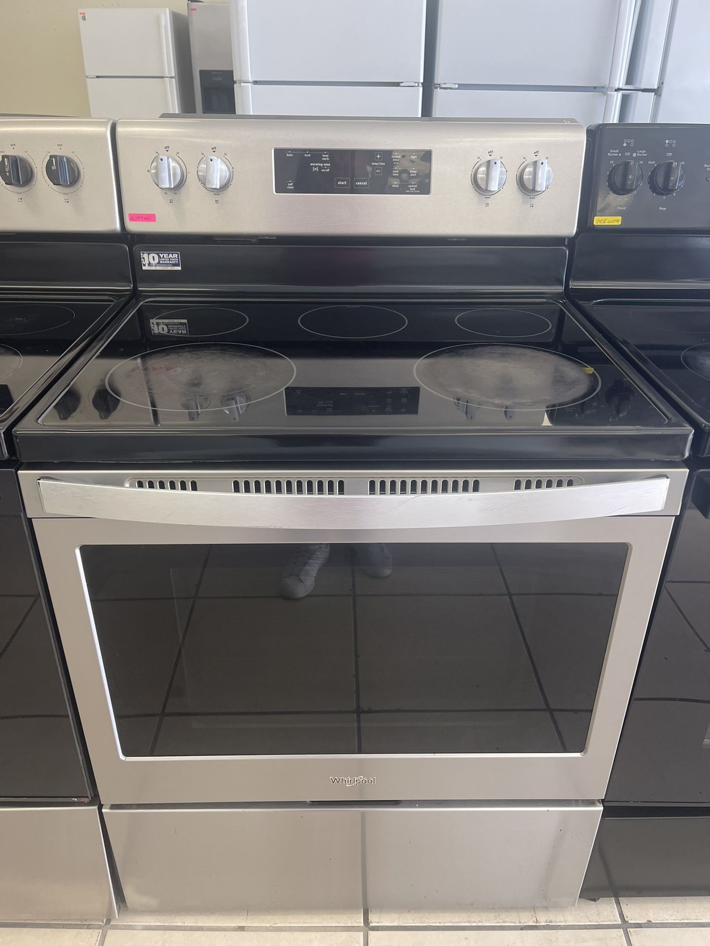 WHIRLPOOL GLASS TOP STOVE STAINLESS STEEL 