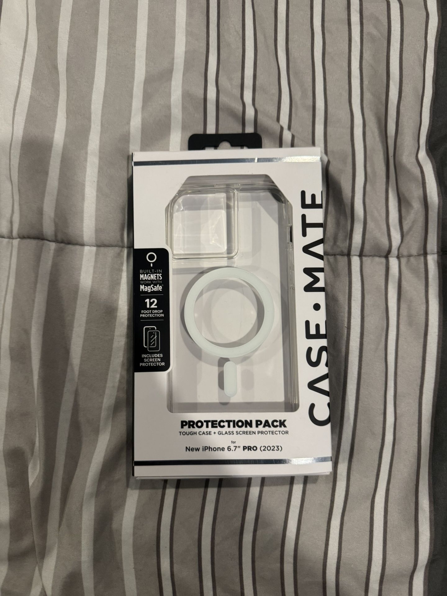 Case-Mate iPhone 15 Pro Max Case w/ 9H Tempered Glass Screen Protector BRAND NEW BEST OFFER 