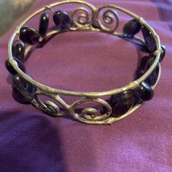 Amethyst Silver Bangle Bracelet