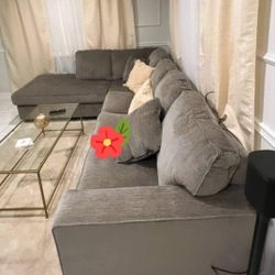 Brand new 💥 L shape gray sofa sleeper chaise 👉 in stock