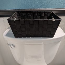 Black woven storage basket