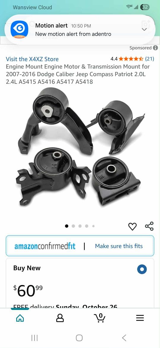 Engine Mount Engine Motor & Transmission Mount for 2007-2016 Dodge Caliber Jeep Compass Patriot 2.0L 2.4L A5415 A5416 A5417 A5418

I'm not sure for wh