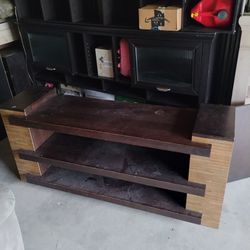 Tv Stand/Entertainment Center Brown With Shelves 