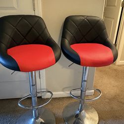 Two red and black bar stools ‼️