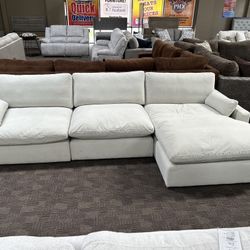 White Grey Cloud Feather Sectional Couch