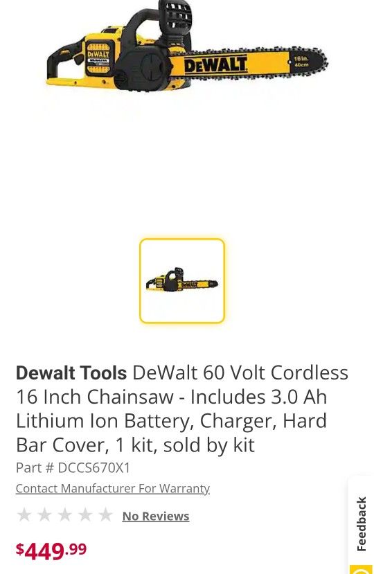 Brand New Dewalt Chainsaw