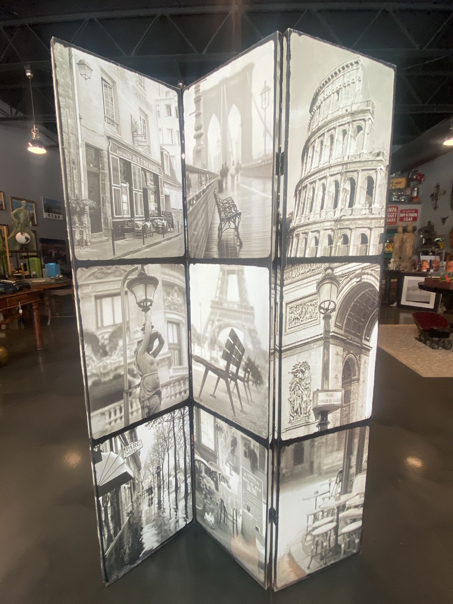 Paris Inspired Canvas Foldable Room Divider