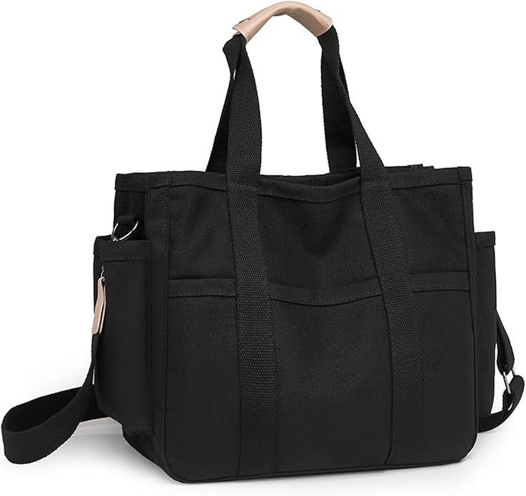 Eagerrich Canvas Crossbody Tote Bag With Multi Pockets For Women Work Large Handbags Shoulder Bag Messenger Bag Travel Purse Commuter Everything Tote