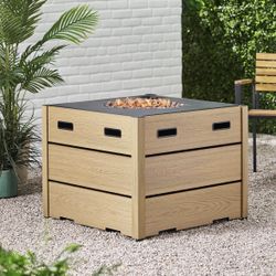 Brand New Wood Resin Outdoor 31" Square Fire Pit 