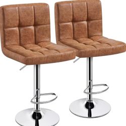 Yaheetech Set of 2 Faux Leather Swivel Bar Stools,