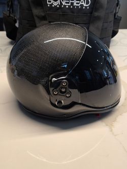 Bonehead Dynamic Full Face Skydiving Helmet in gloss carbon fiber