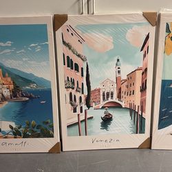 Set Of 3 Canvas Wall Pieces