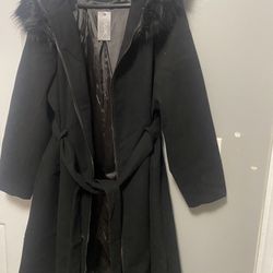 Black Fur Lined Coat 