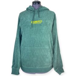 Krooked Skateboarding Green Corduroy Pullover Skate Eyes Hoodie Men’s Size M