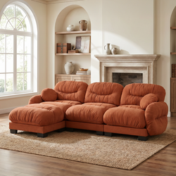 Seattle 116" Modular Chenille L-Shaped Sectional Sofa with Ottoman