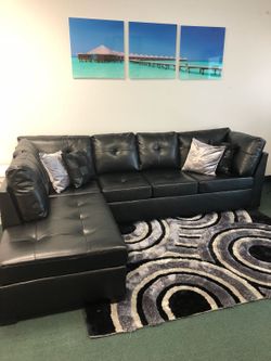 New black sofa sectional bonded leather