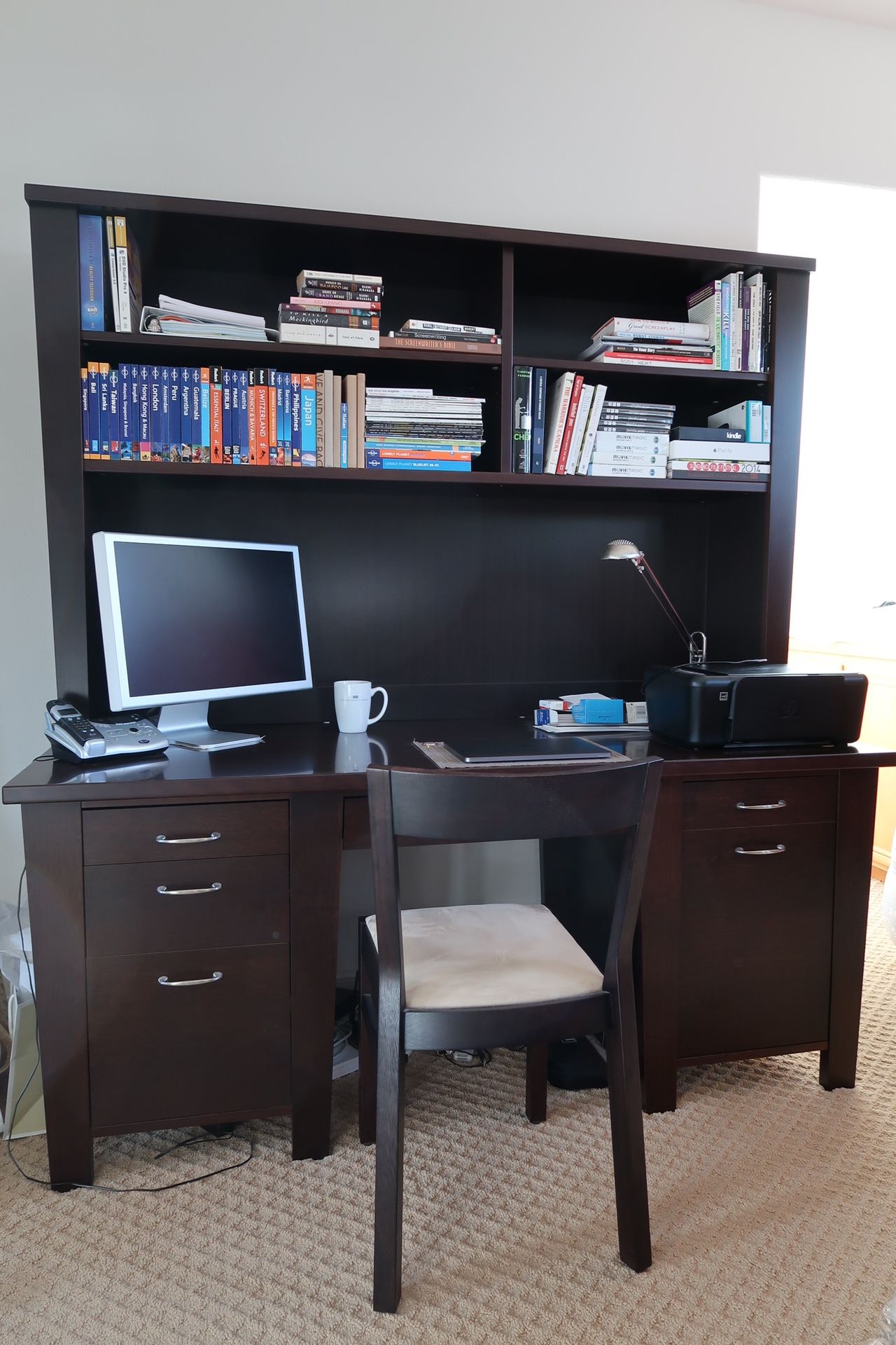 Handsome desk with matching hutch by Scandinavian Designs