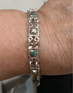 NEW Gorgeous 925 Sterling Silver (plata pura) 12g genuine Malachite Stone 7/8” Bracelet  SALE  Only  $160 🎉
