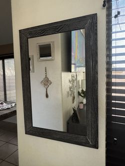Dark Gray Wood Mirror