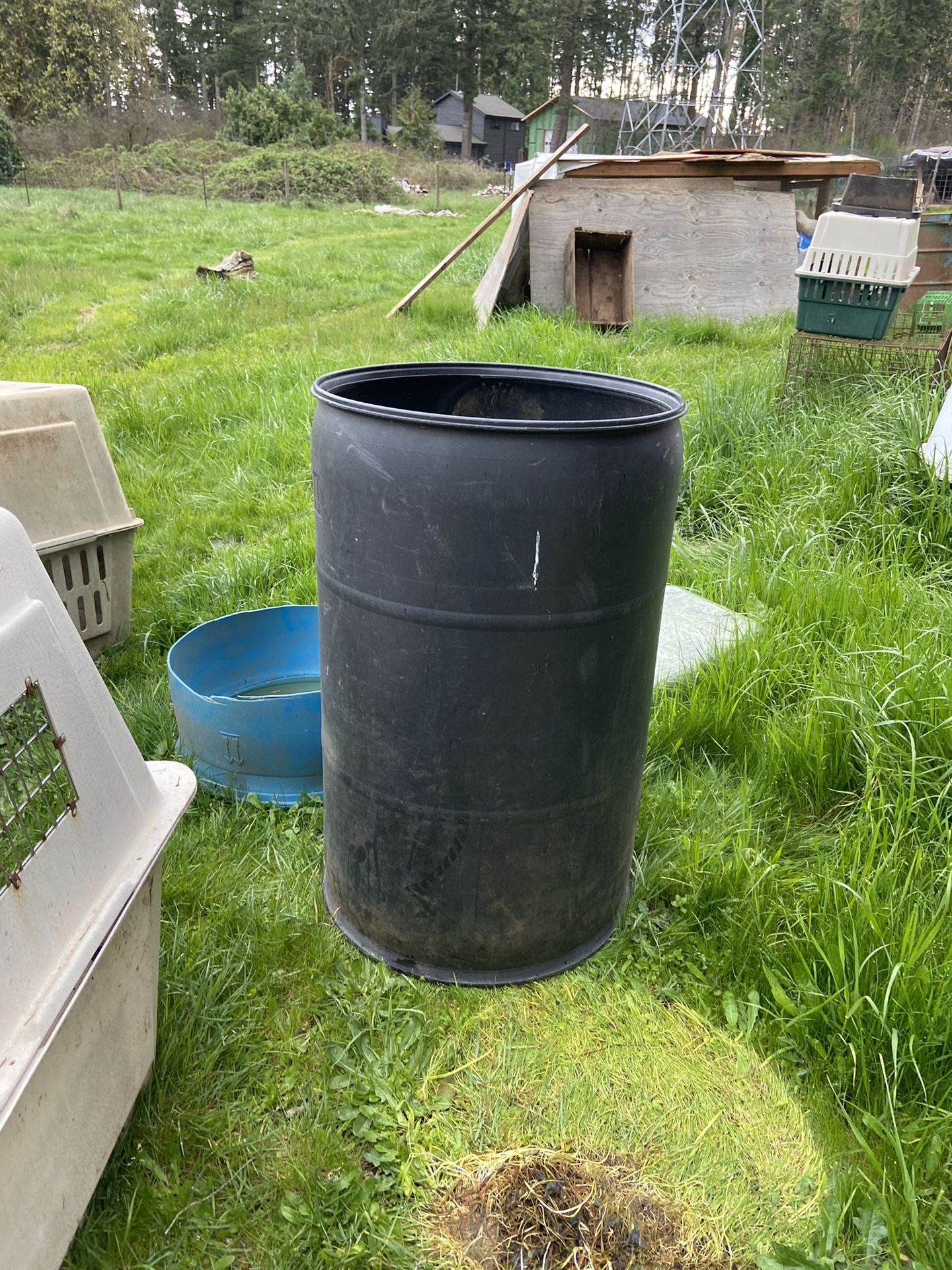 Barrel, Plastic, Black Barrel Garbage Barrel, Compost Barrell