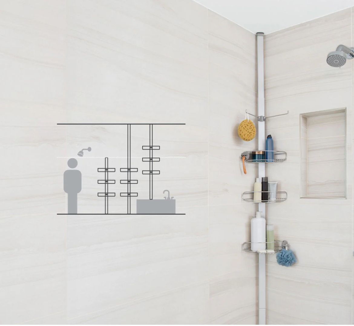 Simple Human tension shower caddy