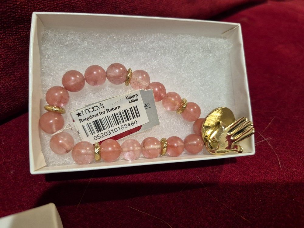 Macy's Pink Beaded Stretch Hamsa Bracelet