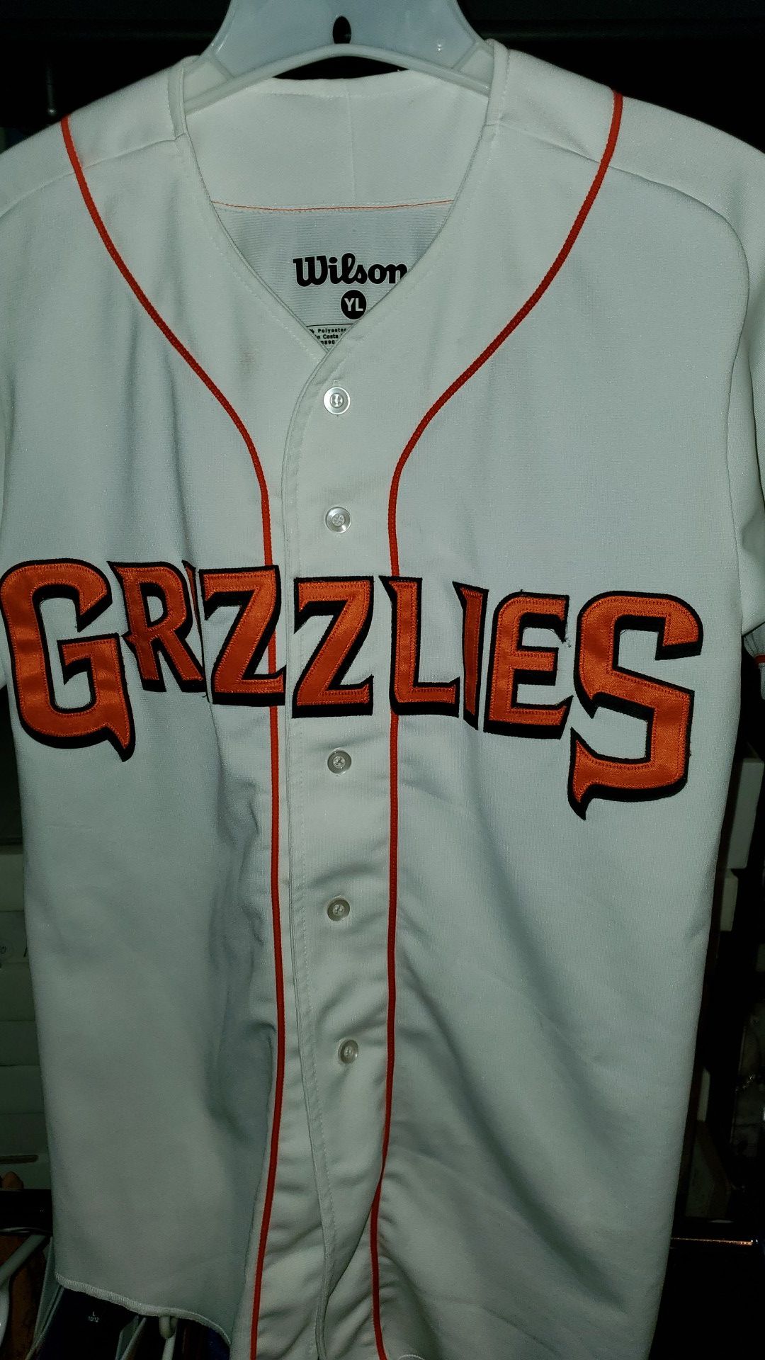 Official FRESNO GRIZZLIES WILSON baseball jersey size large youth for $25