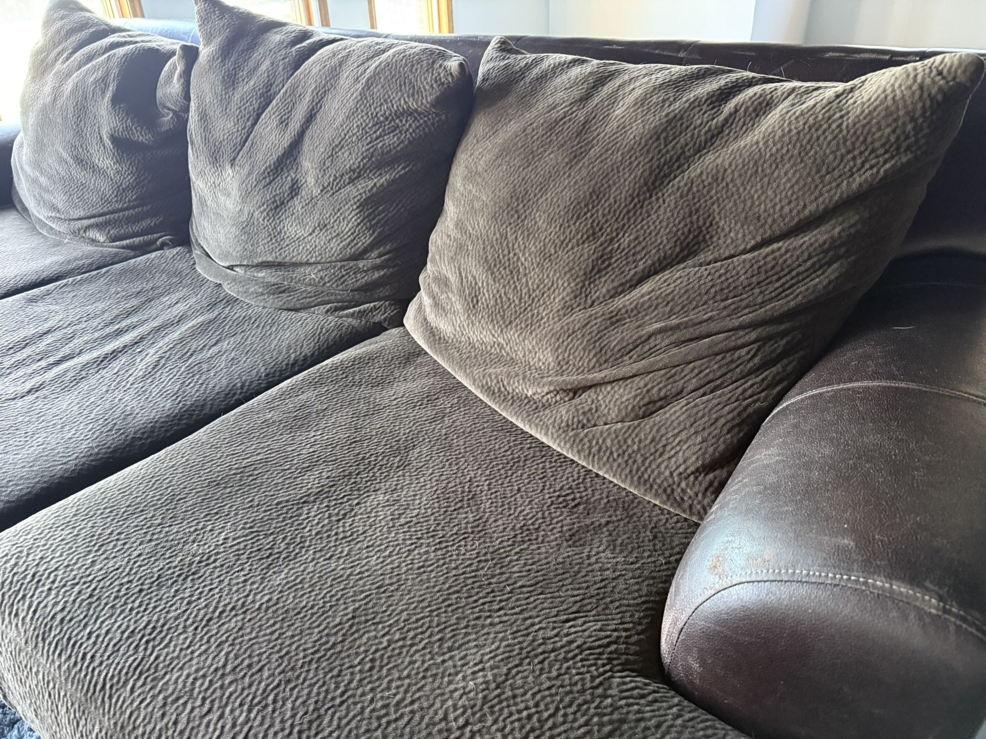 Brown Microfiber & Faux-Leather Sofa