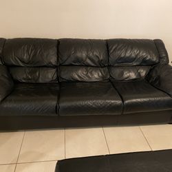 Black Genuine Leather Couch
