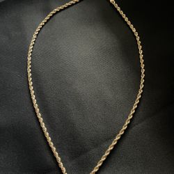 REAL 14K TWO-TONED DIAMOND CUT ROPE CHAIN