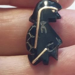 10k Yellow Gold Agate Black Onyx Charm