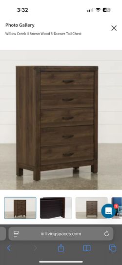 Willow Creek II Brown Wood 5-Drawer Tall Chest