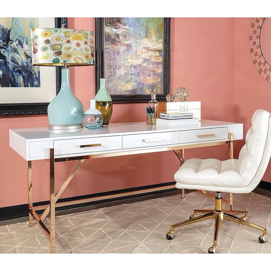 Broadway 64-in White Modern/Contemporary Poplar Writing desk