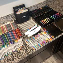 Art supplies cricut, ohuhu, crayola, pen gear, uni posca, markers, fine pens color pencils