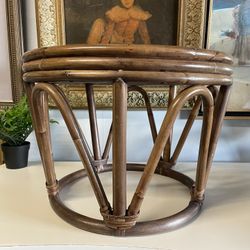 1970s Vintage Mid Century Bamboo Bentwood Rattan Stool Shabby Boho Decor