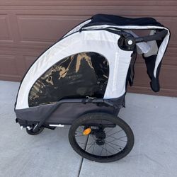 Aosom 3-in-1 Foldable Kids Bike Trailer / Jogger Stroller — White & Grey