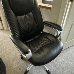 Realspace Treswell Bonded Leather High-Back Executive Office Chair, Black/Silver