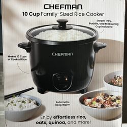 Chefman 10 Cup Rice Cooker With Steam Tray
