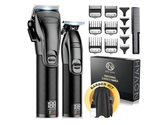 Novah® Professional Hair Clippers for Men, Professional Barber Clippers and Trimmer Set, Mens Cordless Hair Clipper for Barbers Haircut Kit Fade