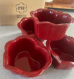 Princess House Pavillion Berry Heart Ramekins Set of 4