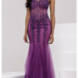 Jovani Plum Purple Mermaid Style Prom Dress