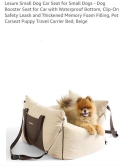 Lesure Small Dog Car Seat for Small Dogs - Dog Booster Seat for Car with Waterproof Bottom, Clip-On Safety Leash and Thickened Memory Foam Filling, Pe