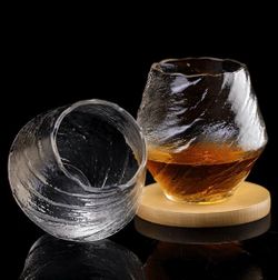 Japanese Texture Crystal Whiskey Glass - Set of 2