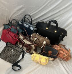  Assorted sizes purses, and bags. Coach, Dooney & Bourke, Kate Spade, and Tommy Hilfiger bag lot. 