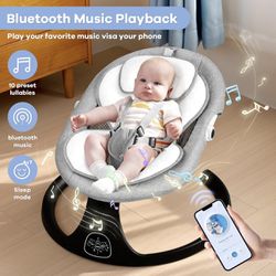Electric Baby Swing for Infants, Baby Rocker for Infants with 5 Speeds, 10 Lullabies, Adapter & Battery Operated, Indoor & Outdoor Use, Remote 