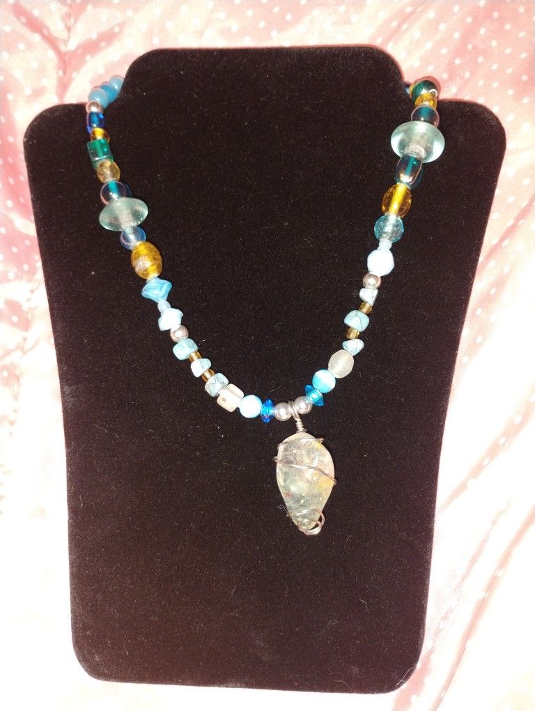 Aquamarine Citrine Quartz Silver Glass