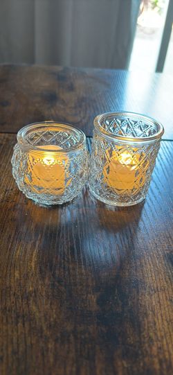 54 Textured Glass Votive Candle Holders + 54 LED Tea Lights