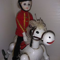 Vintage Wooden Rocking Horse Wind Up Musical Box, Plays " Someday My Prince Will Come".13.5" H X 12"