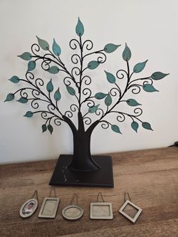$20.00 - 2003 Hallmark Brand, "The Family Tree"  Tabletop Miniature Picture Frame Display Rack + (5) Miniature Picture Frames with Glass!