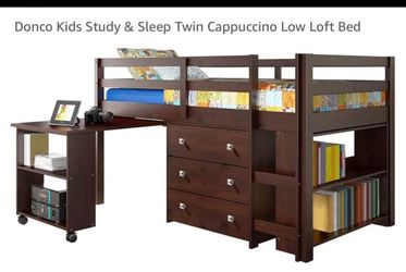 Loft Bed With Desk And Book Case